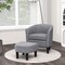 Barrel Club Chair With Ottoman Set Linen Fabric Accent Chair With Footrest-gray